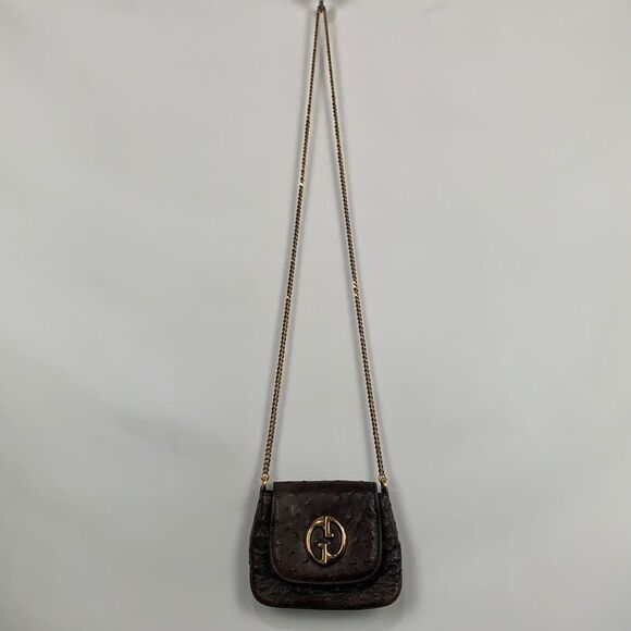Gucci small brown ostrich crossbody with box bag - Picture 1 of 12